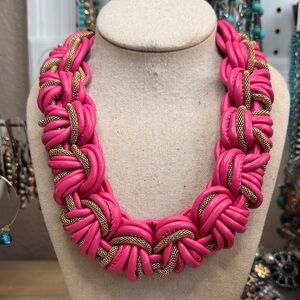 Pink and Gold Statement Necklace with earrings.